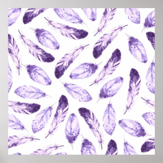 Dekoratives, nahtloses Muster mit Federn. Waterco Poster (Vorne)
