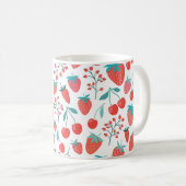 Dekoratives nahtloses Muster mit Früchten, Erdbeer Kaffeetasse (VorderseiteRechts)