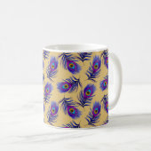 Dekoratives nahtloses Muster mit schönem Pfau Kaffeetasse (VorderseiteRechts)