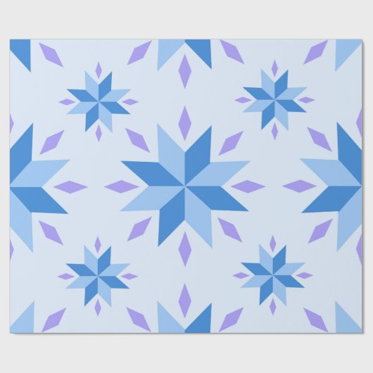 Dekoratives niederländisches Snowflake Blaues geom Geschenkpapier (Flach)