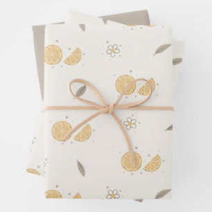 Dekoratives Orange Slice Print Wrapping Paper Set Geschenkpapier Set