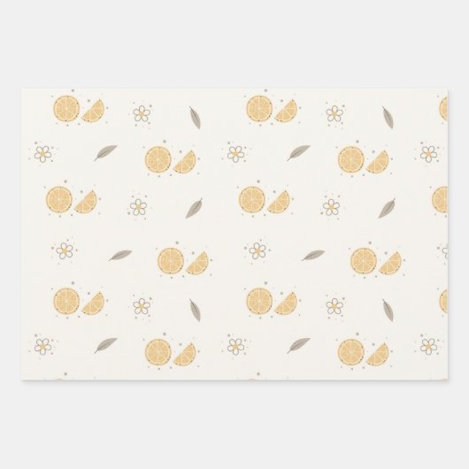 Dekoratives Orange Slice Print Wrapping Paper Set Geschenkpapier Set (Vorderseite)