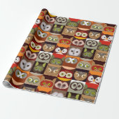 Dekoratives Owl-Muster Geschenkpapier (Ungerollt)