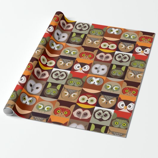 Dekoratives Owl-Muster Geschenkpapier (Ungerollt)