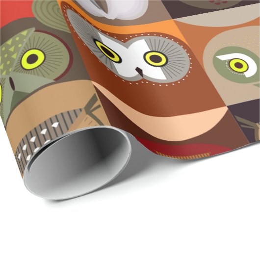 Dekoratives Owl-Muster Geschenkpapier (Rolleneckpunkt)