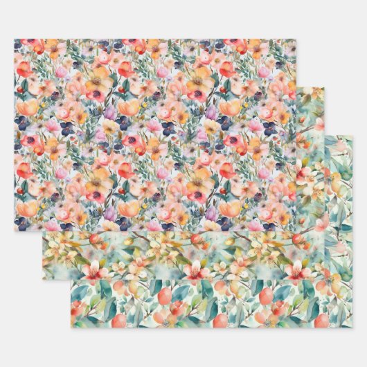 DEKORATIVES PAPIER-SET FÜR FRÜHBLUME GESCHENKPAPIER SET (Set)