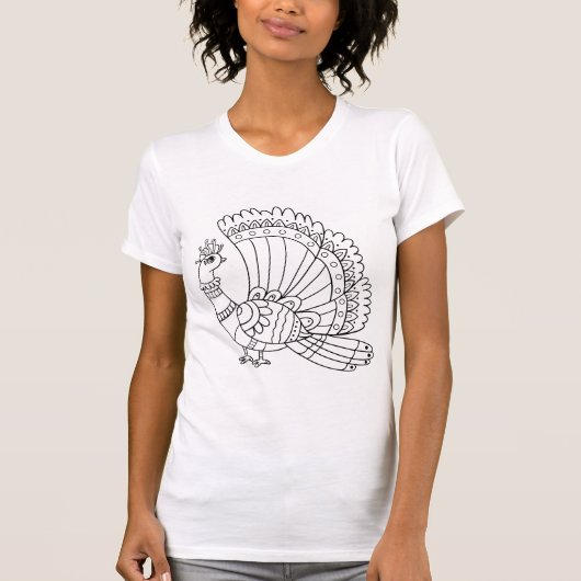 Dekoratives Pfau-Doodle T-Shirt (Vorderseite)
