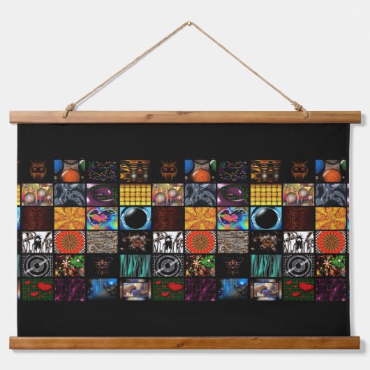 Dekoratives Pop-Art-Muster Wandteppich Mit Holzrahmen (Vorne)