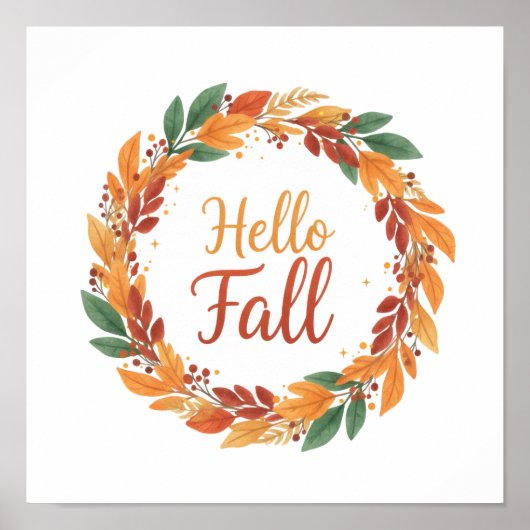 Dekoratives Poster mit Hello Fall (Vorne)