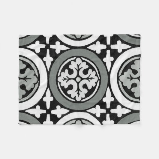 Dekoratives Renaissance Rosette Tile Design Fleecedecke (Vorderseite (Horizontal))