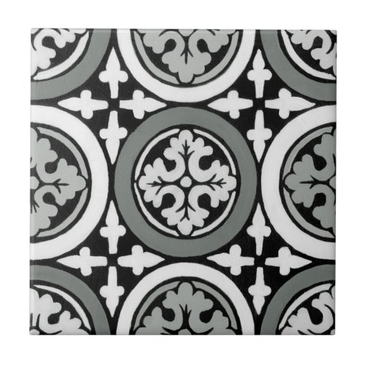 Dekoratives Renaissance Rosette Tile Design Fliese (Vorderseite)