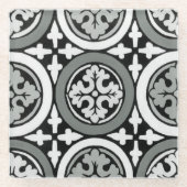 Dekoratives Renaissance Rosette Tile Design Glasuntersetzer (Vorderseite)