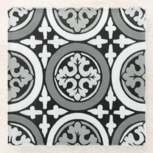 Dekoratives Renaissance Rosette Tile Design Glasuntersetzer