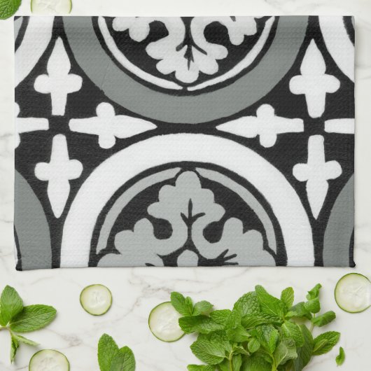 Dekoratives Renaissance Rosette Tile Design Handtuch (Gefaltet)