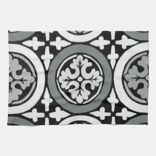 Dekoratives Renaissance Rosette Tile Design Handtuch (Horizontal)