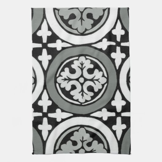 Dekoratives Renaissance Rosette Tile Design Handtuch (Vertikal)