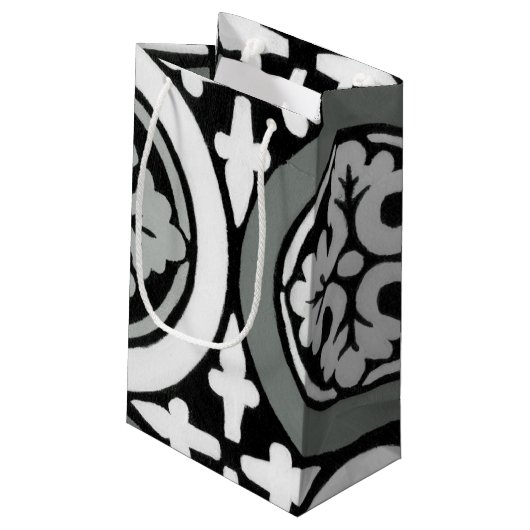 Dekoratives Renaissance Rosette Tile Design Kleine Geschenktüte (Rückseite Schrägansicht)