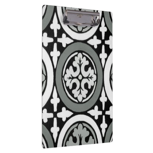 Dekoratives Renaissance Rosette Tile Design Klemmbrett (Rechts)