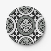 Dekoratives Renaissance Rosette Tile Design Pappteller (Vorderseite)