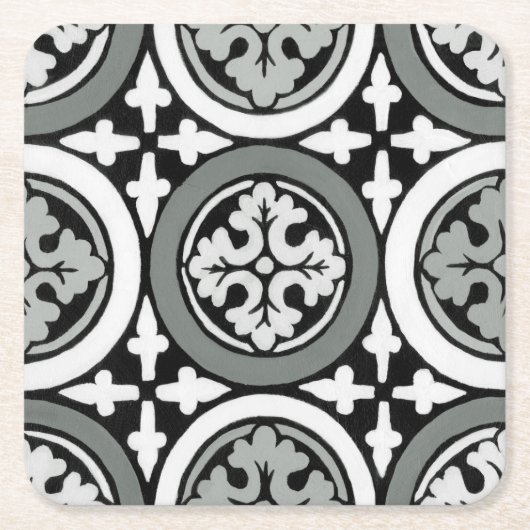 Dekoratives Renaissance Rosette Tile Design Rechteckiger Pappuntersetzer (Vorderseite)