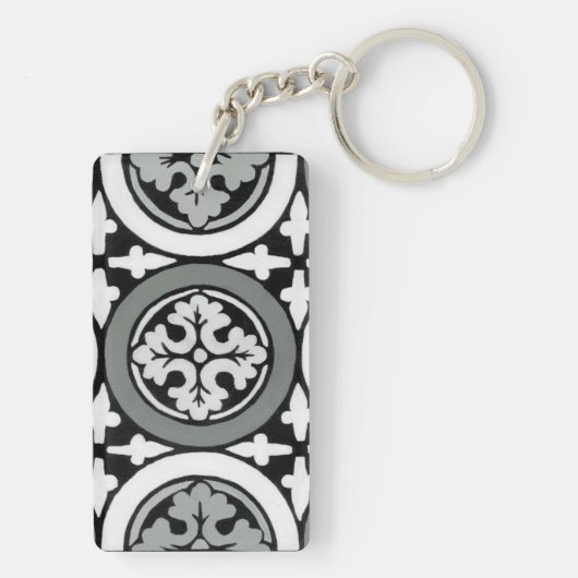 Dekoratives Renaissance Rosette Tile Design Schlüsselanhänger (Rückseite)