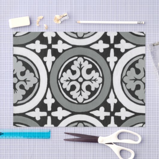 Dekoratives Renaissance Rosette Tile Design Seidenpapier (Handwerk)