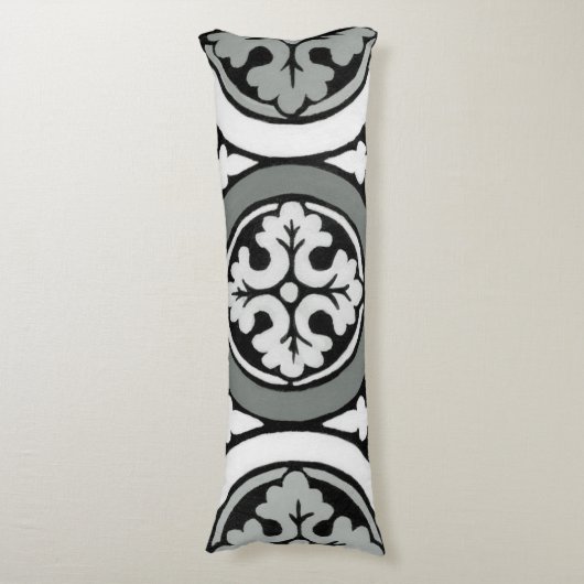 Dekoratives Renaissance Rosette Tile Design Seitenschläferkissen (Vorderseite Vertikal)