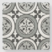 Dekoratives Renaissance Rosette Tile Design Steinuntersetzer (Vorderseite)