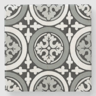 Dekoratives Renaissance Rosette Tile Design Steinuntersetzer