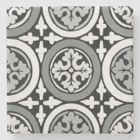 Dekoratives Renaissance Rosette Tile Design Steinuntersetzer (Vorderseite)
