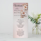 Dekoratives rosa Blumen-Hochzeitsprogramm Programm (Stehend Vorderseite)