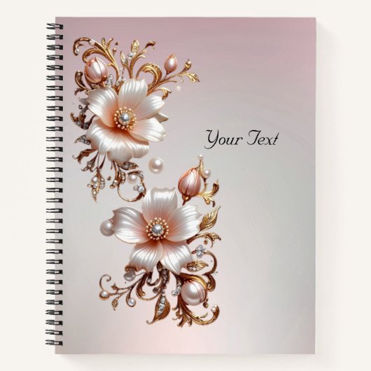 Dekoratives rosa Blumen Notizbuch (Vorderseite)