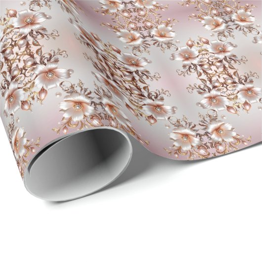 Dekoratives rosa Blumenverpackungspapier Geschenkpapier (Rolleneckpunkt)