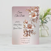 Dekoratives rosa florales Save The Date (Stehend Vorderseite)