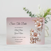 Dekoratives rosa florales Save The Date (Stehend Vorderseite)