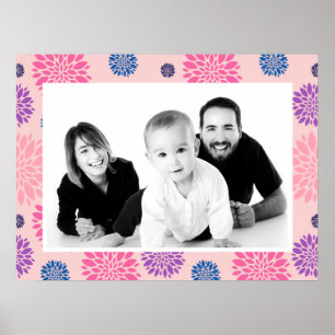 Dekoratives rosa lila und blaues Blumenfoto Poster
