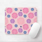 Dekoratives rosa lila und blaues Blumenmuster Mousepad (Mit Mouse)