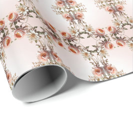 Dekoratives rosa und weißes Blumen-Geschenkpapier Geschenkpapier
