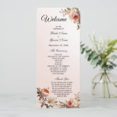 Dekoratives rosa und weißes Blumen Hochzeitsprogra Programm (Stehend Vorderseite)