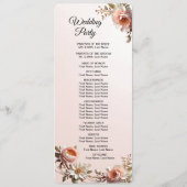 Dekoratives rosa und weißes Blumen Hochzeitsprogra Programm (Rückseite)