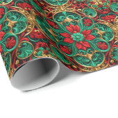 Dekoratives Rot-Grün-Urlaubspapier Geschenkpapier (Rolleneckpunkt)