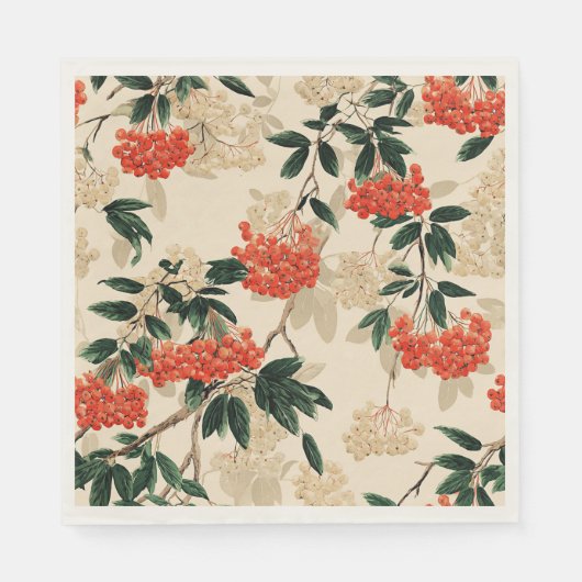Dekoratives Rot-Weiß-Berry-Muster Serviette (Vorderseite)