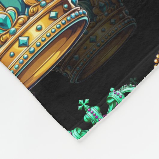 Dekoratives Royal Crown Black Pattern Fleecedecke (Ecke)