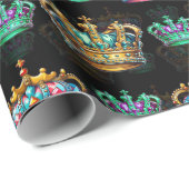 Dekoratives Royal Crown Black Pattern Geschenkpapier (Rolleneckpunkt)