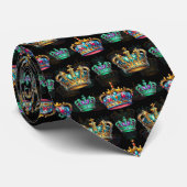 Dekoratives Royal Crown Black Pattern Krawatte (Gerollt)