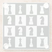 Dekoratives Schachspiel-Muster Schwarz-Weiß Glasuntersetzer (Rückseite)