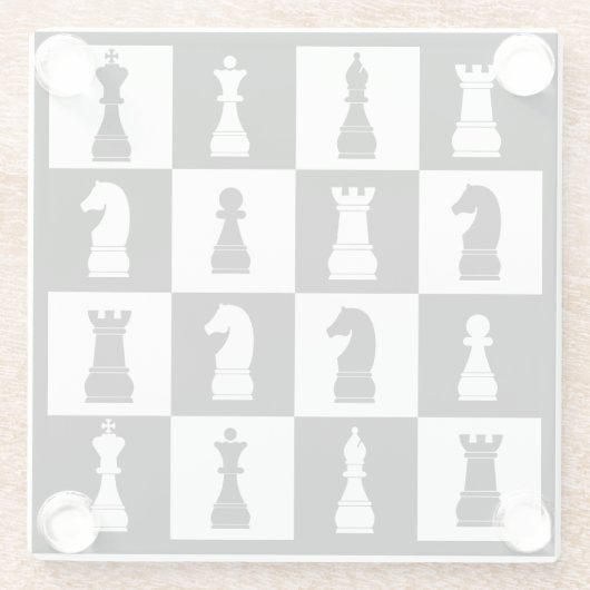 Dekoratives Schachspiel-Muster Schwarz-Weiß Glasuntersetzer (Rückseite)