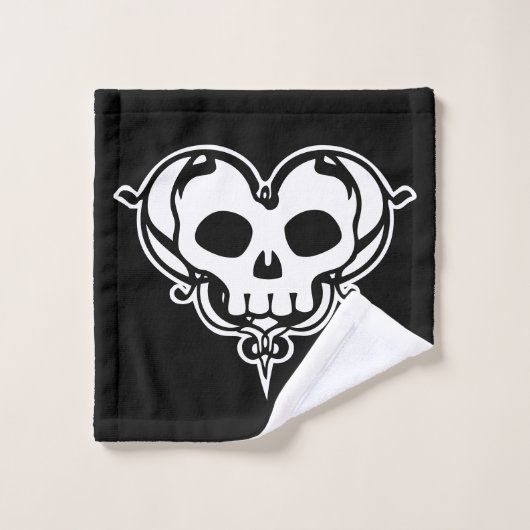 Dekoratives Schädelherz Badhandtuch Set (Waschlappen)