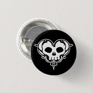 Dekoratives Schädelherz Button