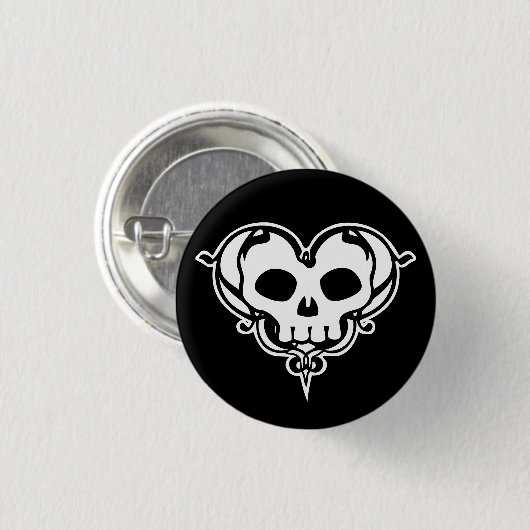 Dekoratives Schädelherz Button (Vorne & Hinten)
